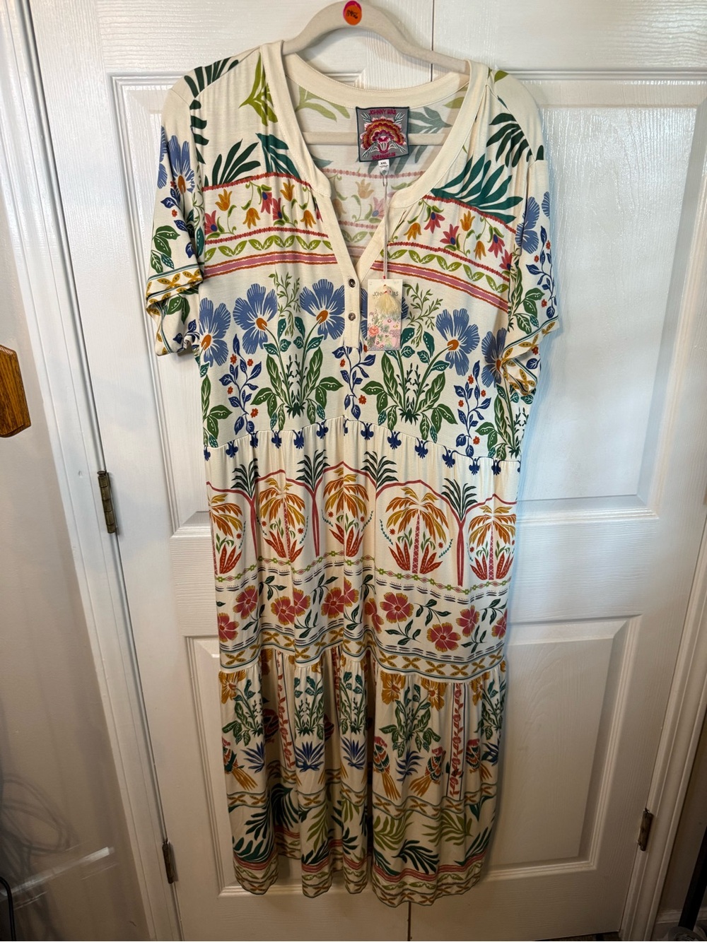 Johnny Was The Janie Floral Tiered Maxi Dress in Cream